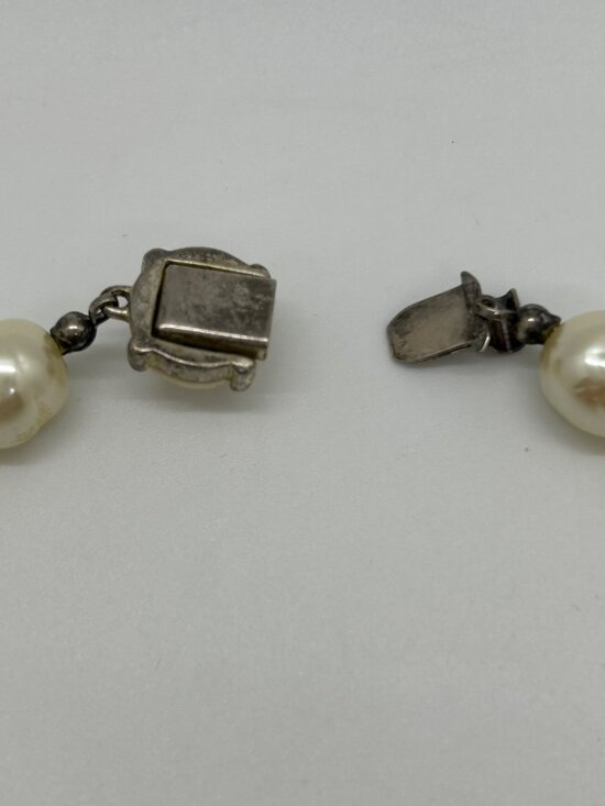 Vintage Faux Baroque Pearl Choker Necklace 15" With Box Clasp Elegant - Picture 16 of 16